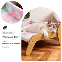 Canapé-lit pour chat en bois, lit pour animaux de compagnie, lit pour chat universel et amovible, populaire en hiver, lavable, fournitures pour animaux de compagnie en peluche