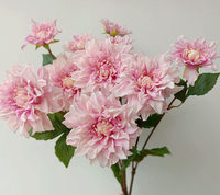 Vente en gros de fleurs de pivoine à 2 têtes, fleurs de dahlia en PU au toucher réel, fleurs de dahlia hydratantes pour la décoration de la maison et de mariage
