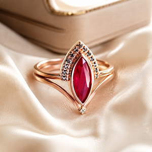 <b>Rose</b> <b>Gold</b> Color Marquise Micro Pave Two Piece Ring <b>Set</b> for Women Vintage Fashion <b>Jewelry</b> - Product Image 4