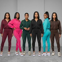 Ensemble de survêtement 2 pièces pour femme : Veste zippée coupe-vent et legging, idéal pour l'entraînement en salle de sport, avec logo personnalisé, adapté aux femmes de grande taille