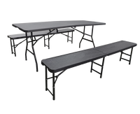 Mesa Plegable Rectangular de Plástico Moderna y Ligera de 4/5/6 Pies - Plegable por la Mitad para Uso en el Hogar o Bar