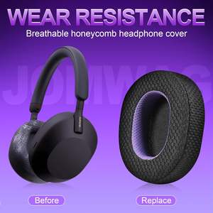 Coussinets d'oreille de remplacement Jomwag en maille respirante et mousse à mémoire de forme pour WH-1000XM5 - Ajustement personnalisé Noir/Violet - Product Image 5
