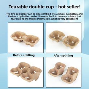 Portavasos Desechable, Degradable y Ecológico <span class=keywords><strong>de</strong></span> Pulpa <span class=keywords><strong>de</strong></span> Caña <span class=keywords><strong>de</strong></span> Azúcar para Café y Té con Leche, para Uso en Envíos y Empaque - Product Image 2