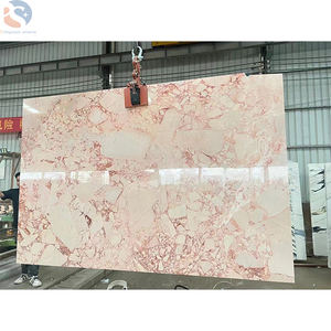 Piedra aglomerada Losas de piedra de mármol artificial con venas rosas Piedra de cuerpo completo - Product Image 2
