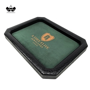 Odm Tùy Chỉnh Màu Đen Rộng Giả Cá Sấu Da Biên Giới Bát Giác Màu Xanh Nhung Đá Quý Kim Cương Đồng Hồ Hiển Thị Khay Đồ Trang Sức Với Logo - Product Image 5