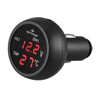 Voltímetro y Termómetro Digital LED 3 en 1 DC12 24V con Encendedor de Cigarrillos y Cargador USB para Auto de 2.1A