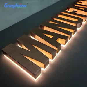 Led Cahaya Saluran Tanda Huruf Aluminium Tanda Eksterior Tanda Logo Perusahaan Nama Led Tanda Backlit