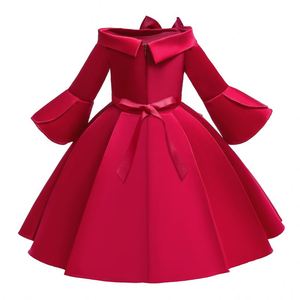 Moda europea abiti da principessa in raso per ragazze 10 anni e festa di compleanno vestito con decorazioni floreali - Product Image 2