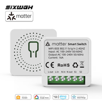SIXWGH Matter Smart Switch Modul 16A WLAN-Relais Berührungslose Einrichtung Sprachsteuerung App-Steuerung Drehbares Design Hausautomation