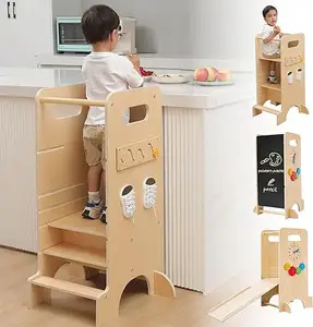 4 in 1 Kleinkind Küchen hocker Helfer Holzhöhe Höhen verstellbarer Steht urm mit Schiebe hochstuhl Montessori Aktivitäten