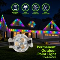 Lampes LED RVBW programmables 30mm 12V 24V 36V IP68 pour décoration de Noël extérieure permanente sur les avant-toits, portée 200ft 400ft 500ft, garantie 10 ans