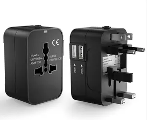 Terbaru kualitas tinggi Dunia Universal Travel Adapter Plug US AU EU UK soket semua dalam satu perjalanan adaptor dengan 2 USB port