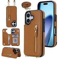 Étui de téléphone magnétique antichoc avec fermeture éclair et cordon pour iPhone 8 Plus/XR/11/12/13/14/15/16/17