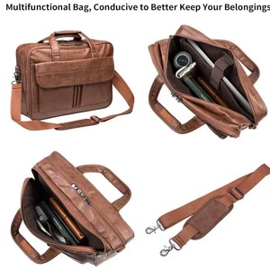 Maletín de Cuero de Alta Calidad para Hombre, Estilo Vintage, Personalizado, de 15.6 Pulgadas, Impermeable, Duradero, de Gran Capacidad, Ligero y Suave - Product Image 3