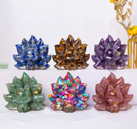 Statue de renard à neuf queues en cristal naturel et résine époxy, figurine de renard en améthyste et quartz rose pour la guérison, décoration Feng Shui et cadeau