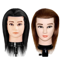 Tête de mannequin pour coiffure masculine, avec barbe blanche, en poils naturels, faite à la main, pour la coupe, la coloration, le décoloration et le tressage
