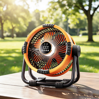 Ventilateur de camping électrique portable avec batterie au lithium polymère intégrée, écran LED, design pliable pour utilisation en extérieur et en voiture, en plastique