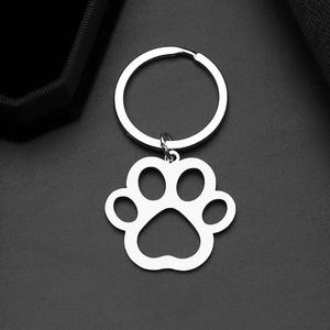 Porte-clés de voiture en acier inoxydable, pendentif en forme d'animal chat, patte de chien, couleur argent, pour <span class=keywords><strong>sac</strong></span>, cadeaux - Product Image 5