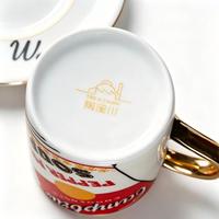 Ensemble tasse et soucoupe à expresso vintage Campbell's Soup Can, 90 ml, en porcelaine, style Andy Warhol Pop Art, avec poignée dorée, réutilisable, écologique, en céramique