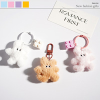 AM Nouveau Porte-clés Lapin en Peluche Mignon avec Breloque en Forme de Cœur pour Filles ; Accessoire de Poupée Adorable pour Sacs à Main