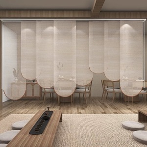 Stores <span class=keywords><strong>à</strong></span> lamelles coulissantes gauche-droite avec base métallique, optimisant l'espace, rideaux décoratifs simples pour restaurant de thé - Product Image 1