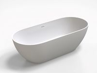 Baignoire autoportante ovale en pierre artificielle blanche mate, design classique, best-seller, certifiée CE