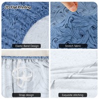 Housse de canapé extensible anti-poussière motif spirale florale bleue, protection économique pour canapé