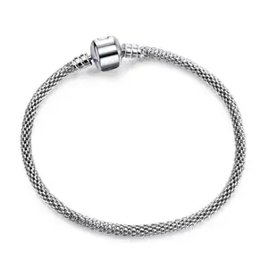 DIY Charm Jewelry Accessories silver plated snake chain charm bangles bracelets base for big hole pendant charms