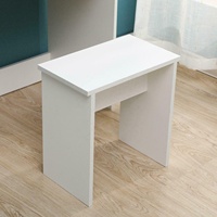 Coiffeuse de chambre moderne personnalisée en mélamine écologique avec panneau réglable, miroir et piètement en acier inoxydable blanc