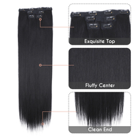 Pour les cheveux Noble 24 pouces de long droit pour les extensions synthétiques Ombre Clip-In 4 pièces/ensemble 8 Clips postiche femme haute température