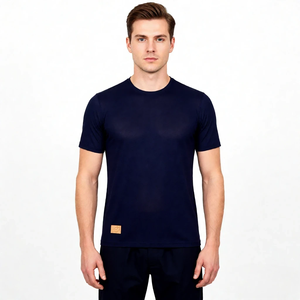 T-shirt à manches courtes pour homme A-1, col rond, séchage rapide, respirant, coupe classique, couleur unie, spandex, polyester, style safari - Product Image 2