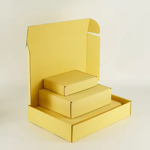 Boîte d'expédition pliable en carton coloré, matériaux recyclés écologiques haut de gamme, logo personnalisé, boîte cadeau jaune, revêtement UV - Product Image 3