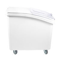 Chariot de stockage d'ingrédients secs de qualité alimentaire sur roues, grande capacité, bac à riz, conteneur à farine avec couvercle transparent