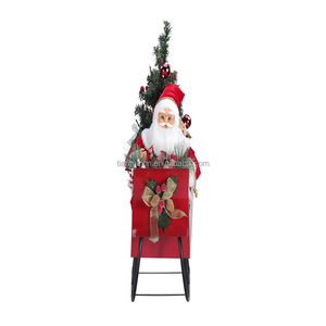Décoration de Noël Père Noël Rouge de Luxe Écologique avec Traîneau Figurine Ornement de Noël Traîneau - Product Image 1