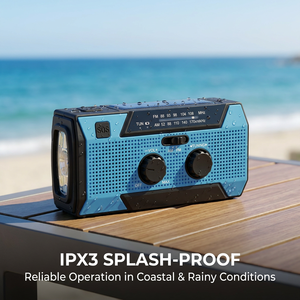 <span class=keywords><strong>Radio</strong></span> solaire de survie étanche IPX3 5000 mAh avec logo personnalisé, manivelle et station météo d'urgence pour les vendeurs <span class=keywords><strong>en</strong></span> <span class=keywords><strong>ligne</strong></span> - Product Image 4