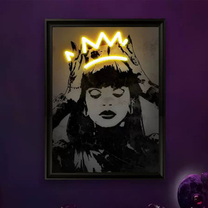 Crown LED picture frame neon indoor hanging <b>wall</b> decoration luminous hanging painting USB powered <b>dimmable</b> PVC ambient <b>light</b> 5V - Product Image 1