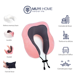 Kit cuscino da viaggio in Memory Foam morbido cuscino per il collo in seta e cotone con borsa per il trasporto per viaggi confortevoli - Product Image 6