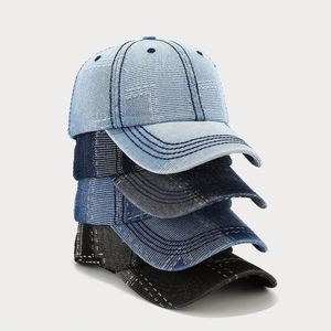 2024 New Irregular <b>Stitching</b> Denim Cap Washed Retro Solid Color Soft Cap Jean Denim Baseball Cap - Product Image 1