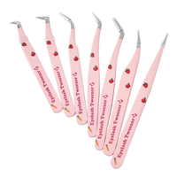 Applicateur de faux cils en acier, en forme de L à 45 et 90 degrés, pour extensions de cils, marque privée, vente en gros, pince à cils à pointe en fibre