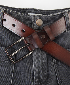 Cinturón de Cuero Genuino Personalizado, Piel de Vaca, Color Sólido, Hebilla de Pin Rectangular de Hierro, Estilo Casual, Moldeado en Una Sola Pieza, Duradero - Product Image 2