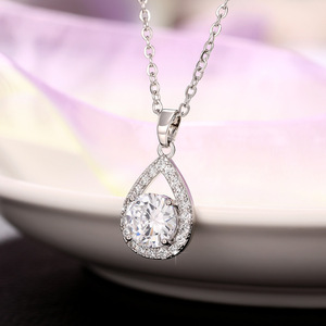 Collana con pendente a goccia di zircone per donna, semplice catena a forma di pera, gioielli alla moda - Product Image 4