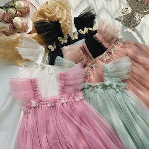 <span class=keywords><strong>Vestito</strong></span> in Rete per Bambine <span class=keywords><strong>con</strong></span> <span class=keywords><strong>Farfalle</strong></span>, Maniche a Volant Estive, Gonna da Principessa, Abbigliamento Dolce per Bimbe - Product Image 3