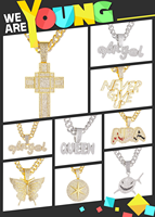 Collier Hip Hop Personnalisé en Acier Inoxydable, Pendentif Croix Lettre Animal Sertie de Zircons Cubiques, Bijoux Streetwear Tendance, Vente en Gros OEM