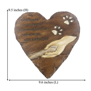 Pierre commémorative pour animaux de compagnie en forme de cœur avec empreinte de patte et <span class=keywords><strong>poème</strong></span>, plaque de <span class=keywords><strong>jardin</strong></span> pour la perte et la mémoire, décoration en résine gravée pour la tombe d'un animal de compagnie - Product Image 6