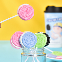 Sucettes en forme de biscuits aromatisées aux fruits, emballées individuellement 12g, les enfants adorent, l'emballage peut être personnalisé