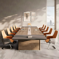 Table de conférence Yiloya 4m 5m, grande table de réunion moderne de luxe en bois pour 14, 16 ou 18 personnes