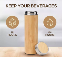 Tasses en bambou en acier inoxydable 304 écologiques avec infuseur à thé Gourde isolée sous vide Gourde en bambou avec infuseur