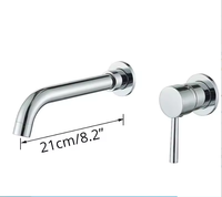 Robinet de lavabo mural en or brossé/noir pour salle de bain, mitigeur eau chaude et froide pour lavabo et baignoire