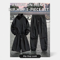 Ensemble trois pièces personnalisé pour homme, style hip-hop, respirant, en molleton, imprimé, surdimensionné, avec short coupe-vent