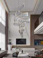 Grand projet de décoration intérieure personnalisé Long lustre en verre Hall d'hôtel Villa Escalier Grand lustre LED suspendu